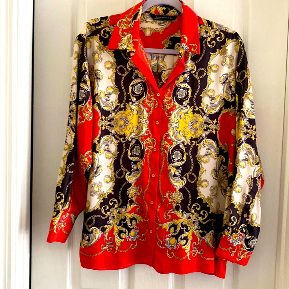 Zara red print top.
